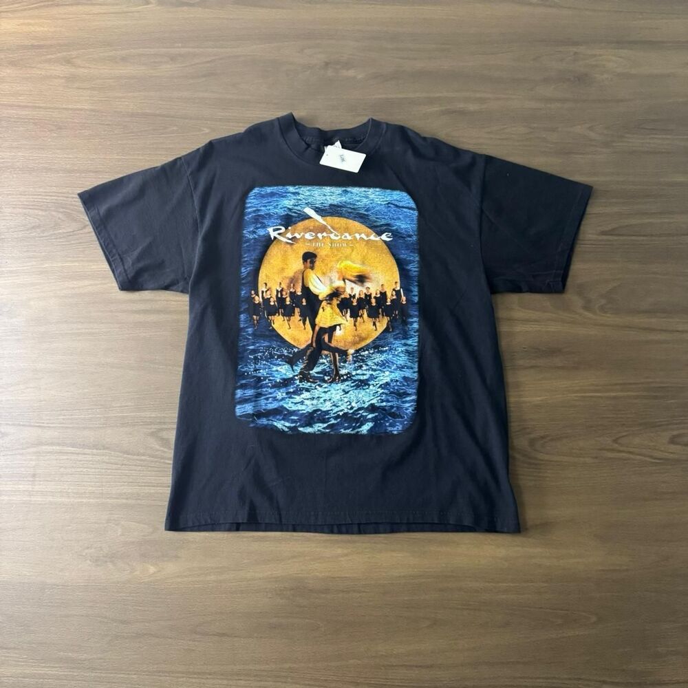 Vintage 90s Riverdance Tee Delta Pro Weight Black Tshirt Size XL